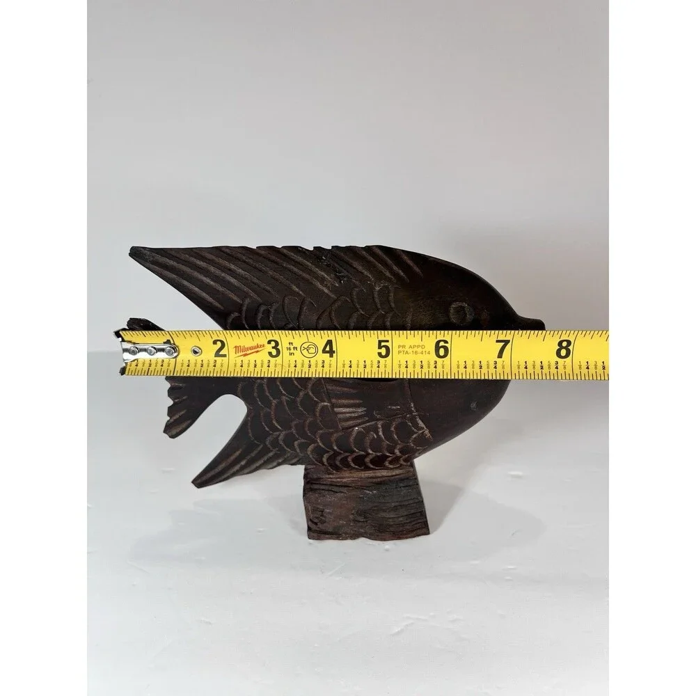 Angel Fish Wood Sculpture Rustic Style Fisherman Gift Folk Art‎ Hand Carved 7.5”